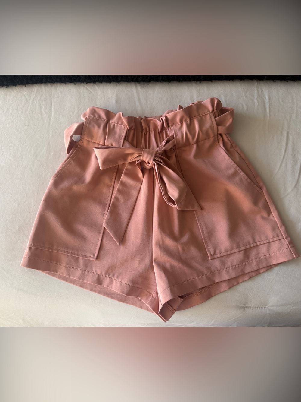 Windsor Blush Pink High-Waist Tie Front Paperbag Shorts